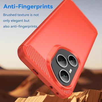 Honor 400 Pro Børstet TPU Cover - Karbonfiber - rød