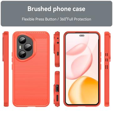 Honor 400 Pro Børstet TPU Cover - Karbonfiber - rød