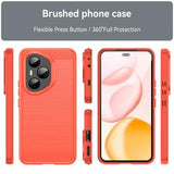 Honor 400 Pro Børstet TPU Cover - Karbonfiber - rød