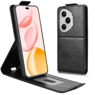 Honor 400 Pro lodret flip-etui med stativ - sort