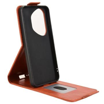 Honor 400 Pro lodret flip-etui med stativ - Brun