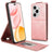 Honor 400 Pro lodret flip-etui med stativ - rosaguld
