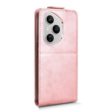 Honor 400 Pro lodret flip-etui med stativ - rosaguld
