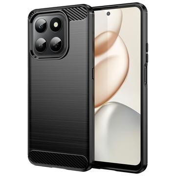 Honor 400 Smart/X7d 4G Børstet TPU Cover - Karbonfiber - Sort