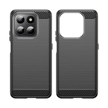 Honor 400 Smart/X7d 4G Børstet TPU Cover - Karbonfiber - Sort