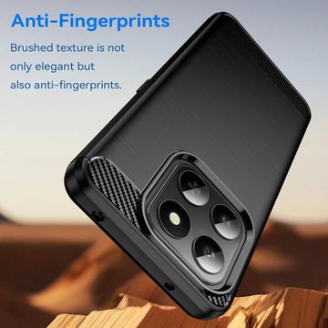 Honor 400 Smart/X7d 4G Børstet TPU Cover - Karbonfiber - Sort