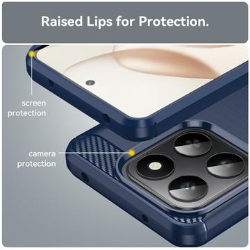 Honor 400 Smart/X7d 4G Børstet TPU Cover - Karbonfiber - blå