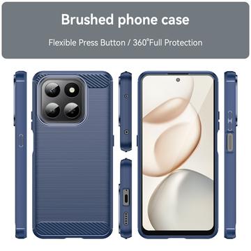 Honor 400 Smart/X7d 4G Børstet TPU Cover - Karbonfiber - blå