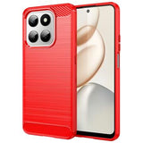 Honor 400 Smart/X7d 4G Børstet TPU Cover - Karbonfiber - rød