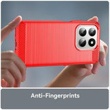 Honor 400 Smart/X7d 4G Børstet TPU Cover - Karbonfiber - rød