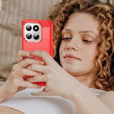 Honor 400 Smart/X7d 4G Børstet TPU Cover - Karbonfiber - rød