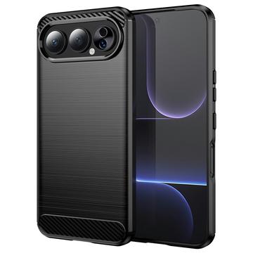 Honor 500 Børstet TPU Cover - Karbonfiber - Sort