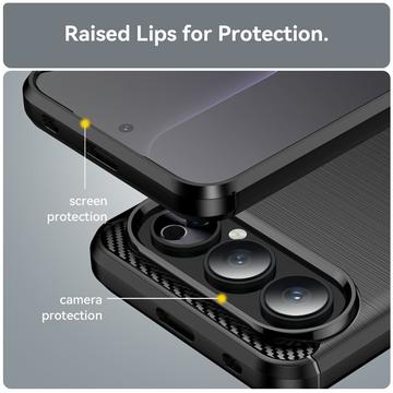 Honor 500 Børstet TPU Cover - Karbonfiber - Sort