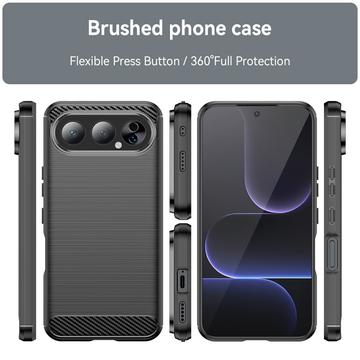 Honor 500 Børstet TPU Cover - Karbonfiber - Sort