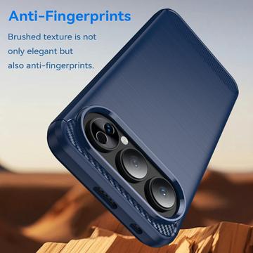 Honor 500 Børstet TPU Cover - Karbonfiber - blå