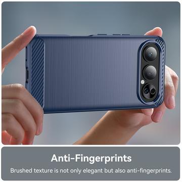 Honor 500 Børstet TPU Cover - Karbonfiber - blå