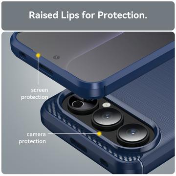 Honor 500 Børstet TPU Cover - Karbonfiber - blå