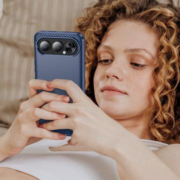 Honor 500 Børstet TPU Cover - Karbonfiber - blå