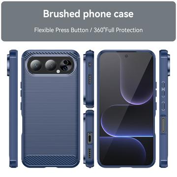 Honor 500 Børstet TPU Cover - Karbonfiber - blå