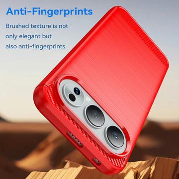 Honor 500 Børstet TPU Cover - Karbonfiber - rød