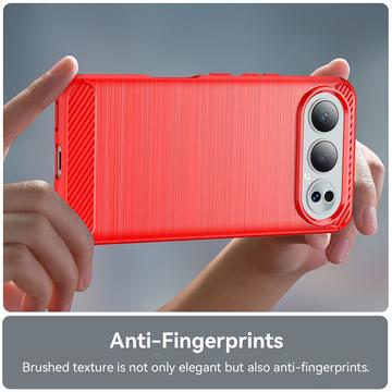 Honor 500 Børstet TPU Cover - Karbonfiber - rød