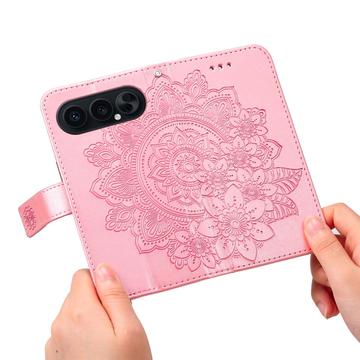Honor 500 Mandala Series Etui med Pung - Pink