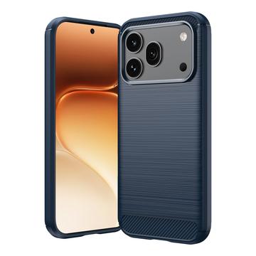 Honor 600/600 Pro Børstet TPU Cover - Karbonfiber - blå
