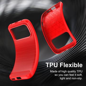Honor 600/600 Pro Børstet TPU Cover - Karbonfiber - rød