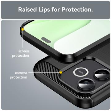 Honor 600 Lite Børstet TPU Cover - Karbonfiber - Sort