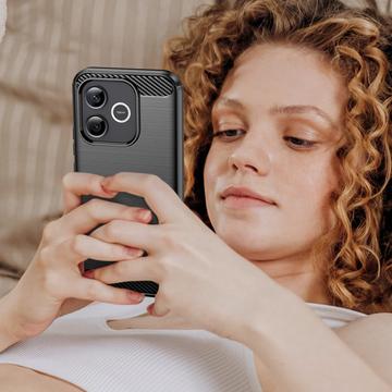 Honor 600 Lite Børstet TPU Cover - Karbonfiber - Sort