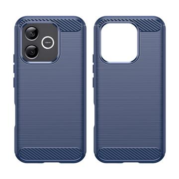 Honor 600 Lite Børstet TPU Cover - Karbonfiber - blå