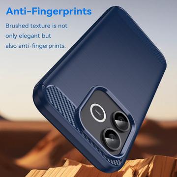 Honor 600 Lite Børstet TPU Cover - Karbonfiber - blå
