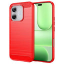 Honor 600 Lite Børstet TPU Cover - Karbonfiber - rød