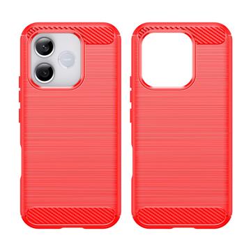 Honor 600 Lite Børstet TPU Cover - Karbonfiber - rød