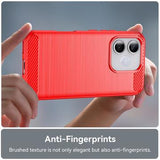 Honor 600 Lite Børstet TPU Cover - Karbonfiber - rød