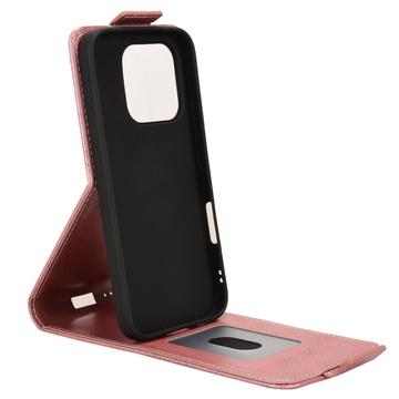 Honor 600 Lite lodret flip-etui med stativ - rosaguld