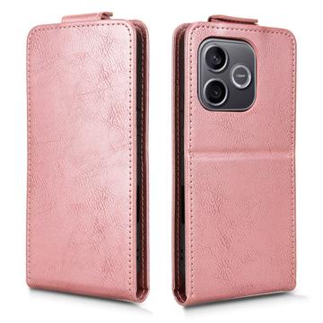 Honor 600 Lite lodret flip-etui med stativ - rosaguld