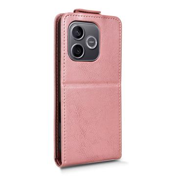 Honor 600 Lite lodret flip-etui med stativ - rosaguld