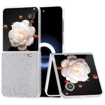 Honor Magic V Flip Rhinestone Tekstur Hybrid Cover - Sølv