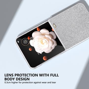Honor Magic V Flip Rhinestone Tekstur Hybrid Cover - Sølv