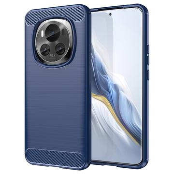Honor Magic6 Børstet TPU Cover - Karbonfiber - Blå
