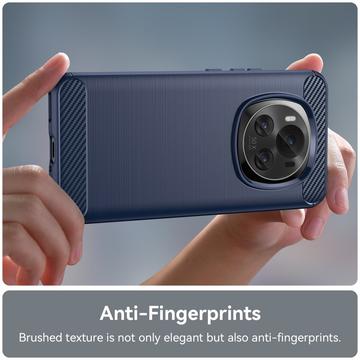 Honor Magic6 Børstet TPU Cover - Karbonfiber - Blå