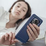 Honor Magic6 Børstet TPU Cover - Karbonfiber - Blå