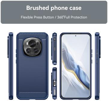 Honor Magic6 Børstet TPU Cover - Karbonfiber - Blå