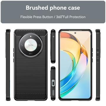 Honor Magic6 Lite Børstet TPU Cover - Karbonfiber - Sort