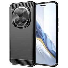 Honor Magic6 Pro Børstet TPU Cover - Karbonfiber - Sort