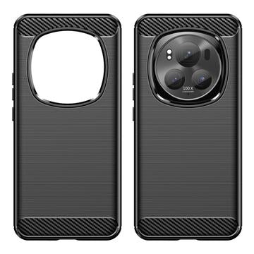 Honor Magic6 Pro Børstet TPU Cover - Karbonfiber - Sort