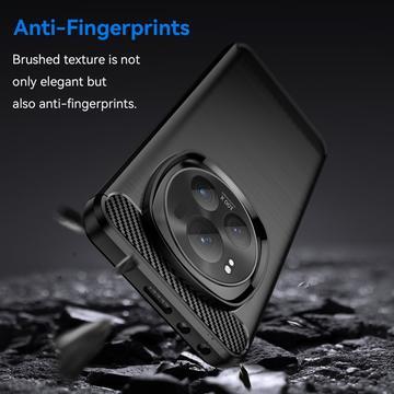 Honor Magic6 Pro Børstet TPU Cover - Karbonfiber - Sort