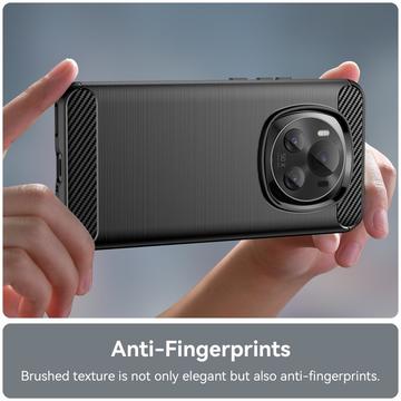 Honor Magic6 Pro Børstet TPU Cover - Karbonfiber - Sort