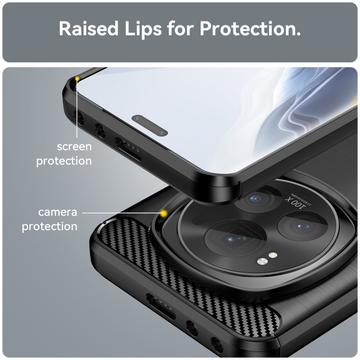 Honor Magic6 Pro Børstet TPU Cover - Karbonfiber - Sort
